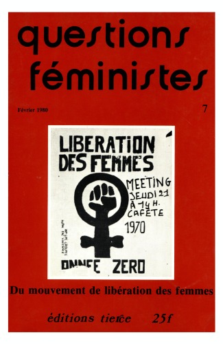 Questions féministes, n° 7, février 1980 issue 7
