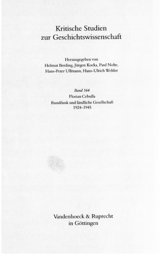 Rundfunk und ländliche Gesellschaft 1924-1945