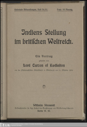 Indiens Stellung im Britischen Weltreich