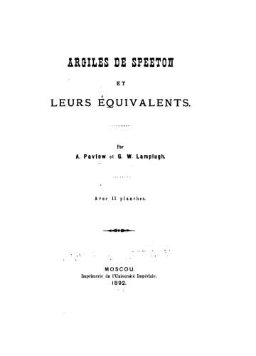 Argiles de Speeton et leurs équivalents
