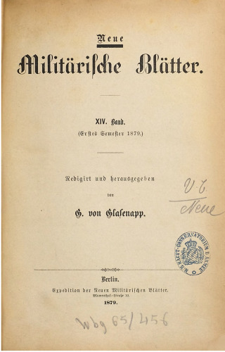 Neue Militärische Blätter / Erstes Semester 1879