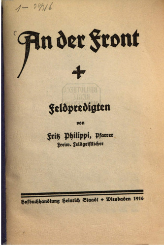 An der Front. Feldpredigten