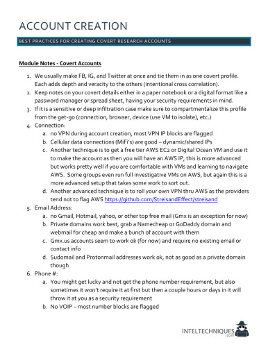 IntelTechniques Account Creation