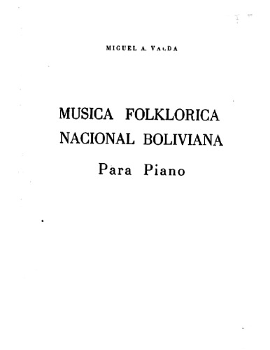 Musica Folklorica Nacional Boliviana para Piano