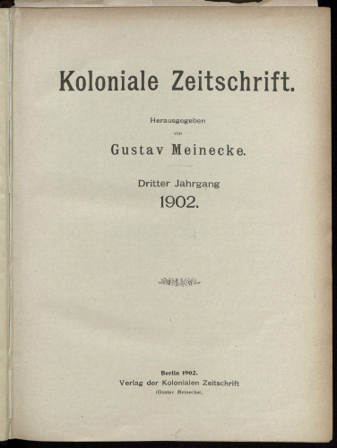 Koloniale Zeitschrift