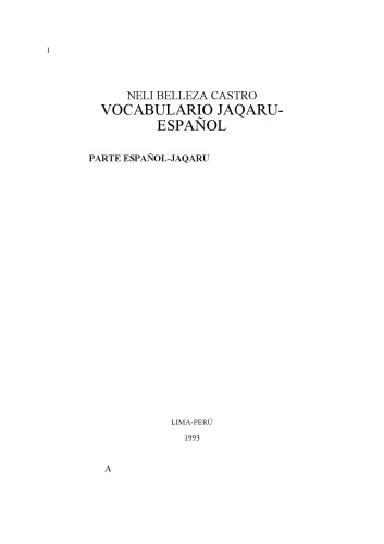 Vocabulario jaqaru (Aimara/ Aru) - español.