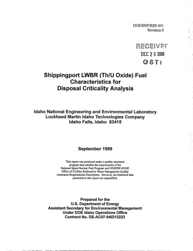 Shippingport LWBR (Th