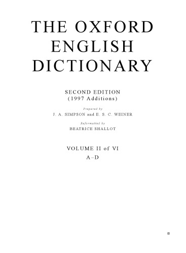 Oxford English Dictionary, Second Edition (1997 Additions), Vol. 2: A—D