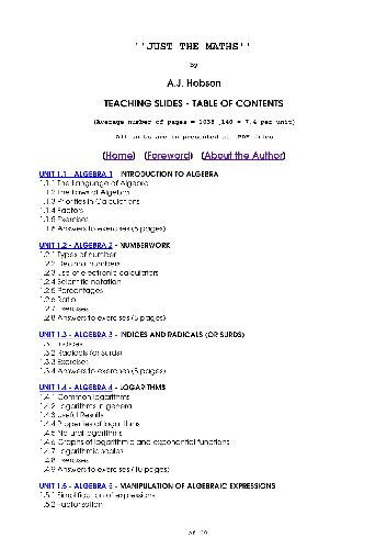 Just the maths - teaching slides