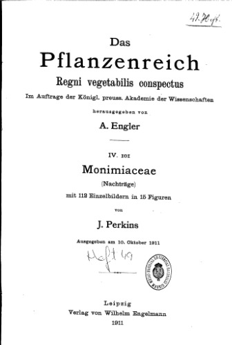 Pflanzenreich perkins monimiaceae