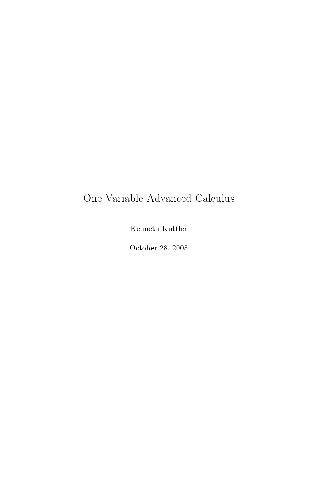One variable advanced calculus