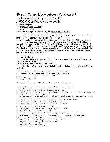 winxp-openbsd ipsec tunnel-mode vpn with x509v3 certificates