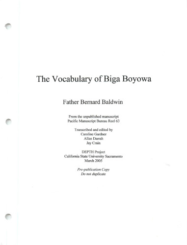 The Vocabulary of Biga Boyowa