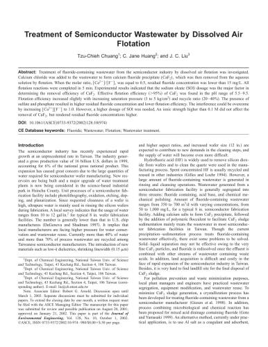 Treatment of semiconductor wastewater by dissolved air flotation