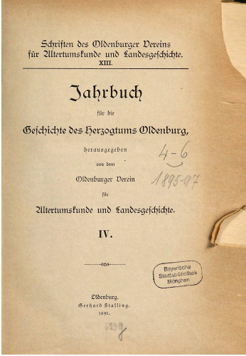Jahrbuch für die Geschichte des Herzogtums Oldenburg