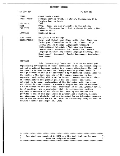 Czech basic course manual