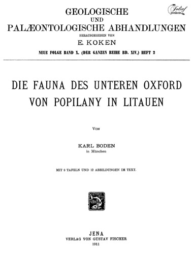 Die Fauna des unteres Oxford von Popilany in Litauen