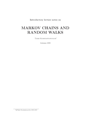 Introductory lecture notes on Markov chains and random walks
