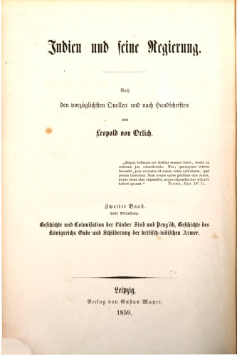 Geschichte und Kolonisation der Länder Sind und Peng'âb, Geschichte des Königreichs Oude und Schilderung der britisch-indischen Armee