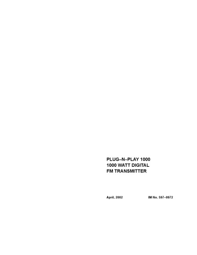 MARTI Plg-N-Play 1000 1000-Watt Digital FM Transmitter