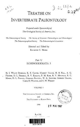 Treatise on Invertebrate Paleontology - Part U - Echinodermata 3