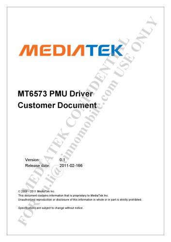 MT6573 PMU Driver Customer Document