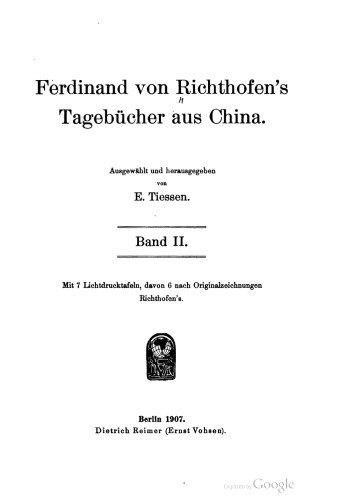 Ferdinand von Richthofen's Tagebücher aus China