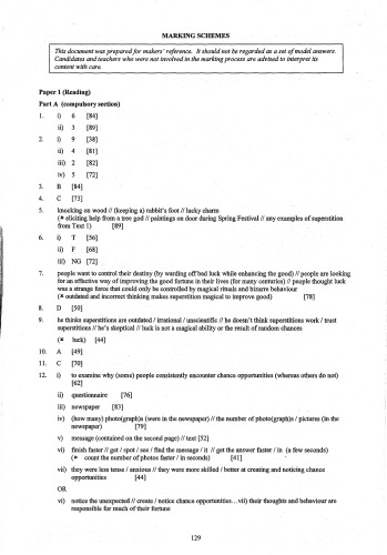 HKDSE English Language 2016: Marking Scheme
