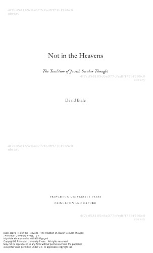 Not in the Heavens: The Tradition of Jewish Secular Thought