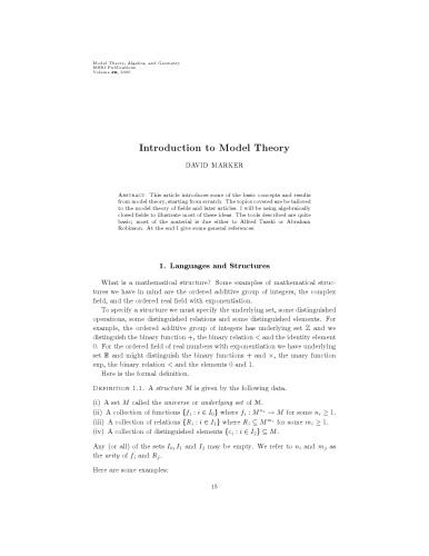 Introduction to model theory