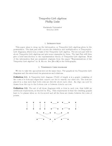 Temperley-Lieb algebras