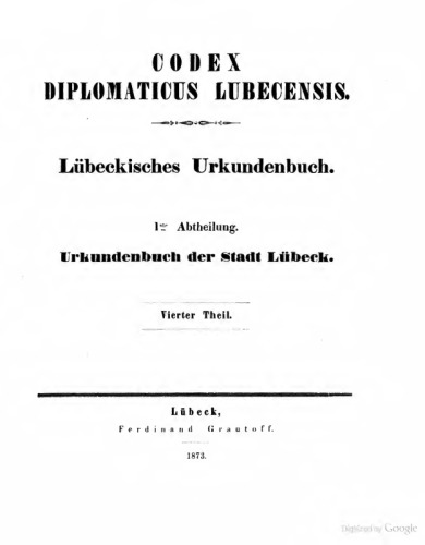 Urkundenbuch der Stadt Lübeck