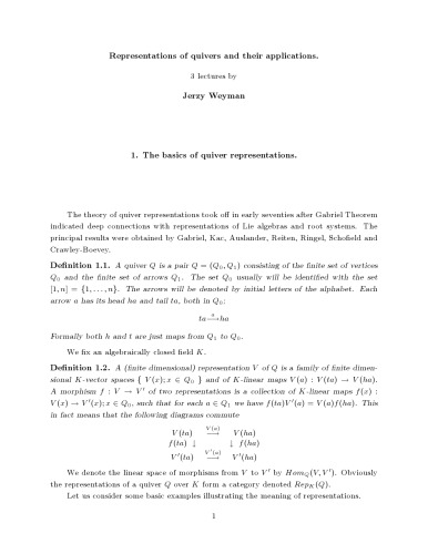 Representations of quivers and their applications [Lecture notes]