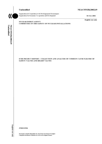 Common-Cause Failure of Safety, Relief Valves (csni-r2002-19)