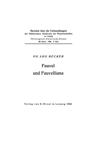 Fauvel und Fauvelliana
