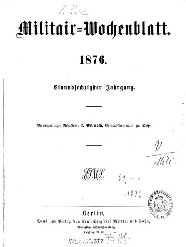 Militär-Wochenblatt