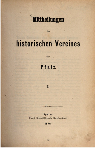 Mitteilungen des Historischen Vereins der Pfalz