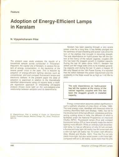 Adoption of Energy efficient lamps in Kerala