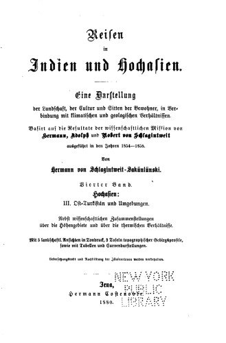 Hochasien. Ost-Turkestan und Umgebungen