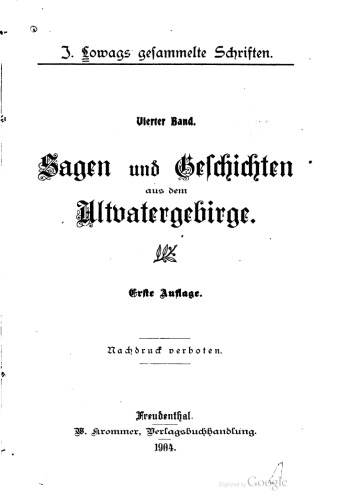 Gesammelte Schriften Sagen und Geschichten aus dem Altvatergebirge
