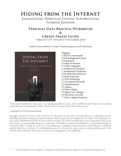 Personal Data Removal Workbook & Credit Freeze Guide Version 1.09