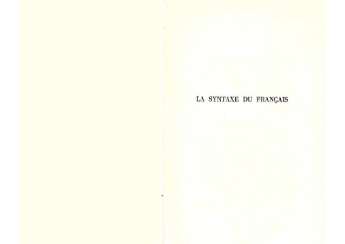 La Syntaxe du français