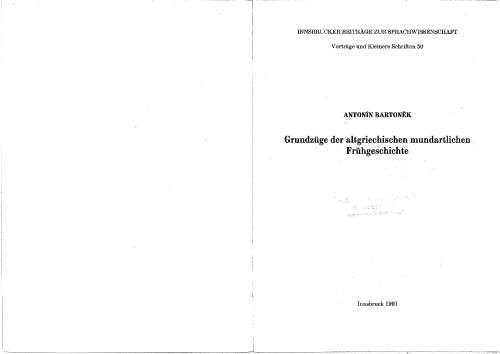 Grundzüge der altgriechischen mundartlichen Frühgeschichte
