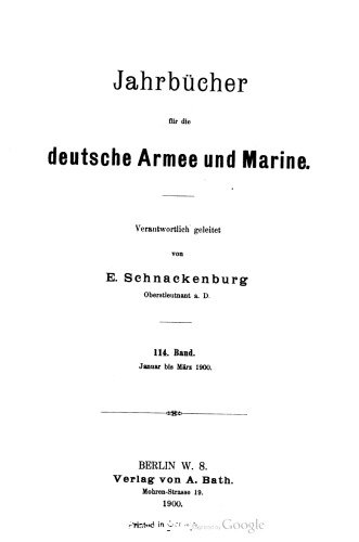 Jahrbücher für die Deutsche Armee und Marine / Januar bis Juni 1900