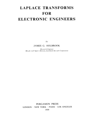 Laplace transforms for electronic engineers