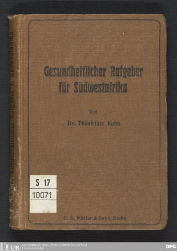 Gesundheitlicher Ratgeber für Südwestafrika