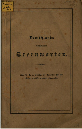 Deutschlands vorzüglichste Sternwarten