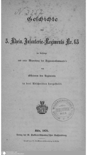 Geschichte des 5. Rhein. Infanterie-Regiments Nr. 65