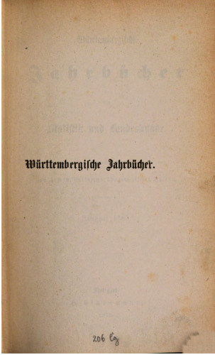 Württembergische Jahrbücher für Statistik und Landeskunde