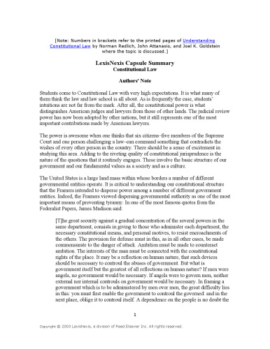 Constitutional Law - LexisNexis Capsule Summary